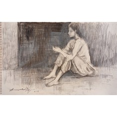 Arsalan Naqvi, 14 x 21 Inch, Charcoal on Paper, Figurative Painting, AC-ARN-203